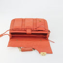 BALLY Chain Hand Bag Leather Orange Gold Auth 196277-11