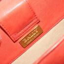 BALLY Chain Hand Bag Leather Orange Gold Auth 196277-20
