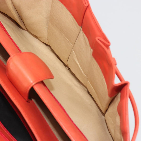 BALLY Chain Hand Bag Leather Orange Gold Auth 196277