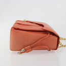 BALLY Chain Hand Bag Leather Orange Gold Auth 196277-3