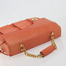 BALLY Chain Hand Bag Leather Orange Gold Auth 196277-6