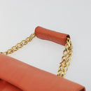 BALLY Chain Hand Bag Leather Orange Gold Auth 196277-8