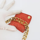 BALLY Chain Hand Bag Leather Orange Gold Auth 196277-9