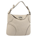 Salvatore Ferragamo Gancini Shoulder Bag Leather Ivory Silver Auth 196279-1