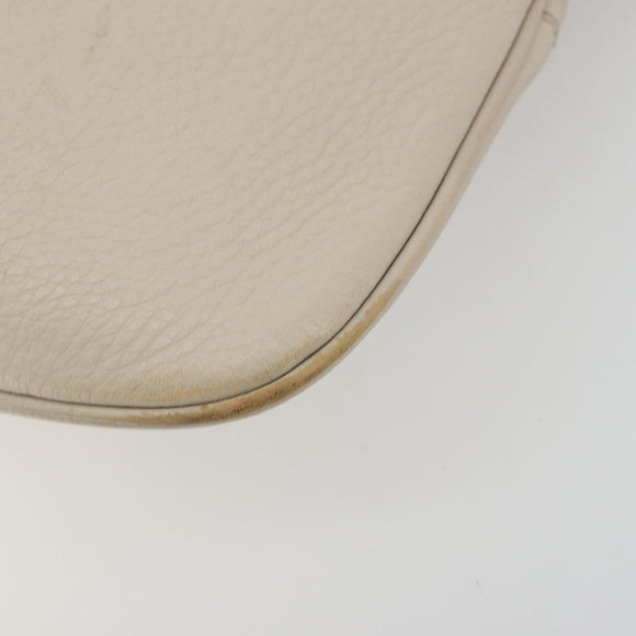 Salvatore Ferragamo Gancini Shoulder Bag Leather Ivory Silver Auth 196279