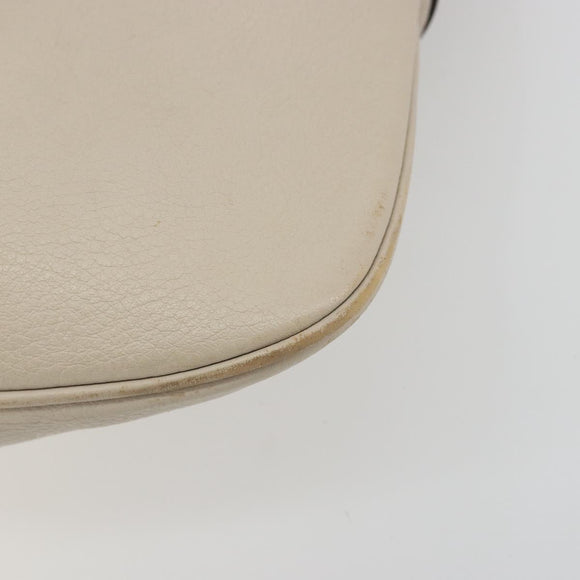 Salvatore Ferragamo Gancini Shoulder Bag Leather Ivory Silver Auth 196279