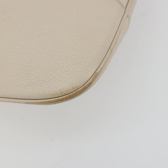 Salvatore Ferragamo Gancini Shoulder Bag Leather Ivory Silver Auth 196279