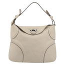 Salvatore Ferragamo Gancini Shoulder Bag Leather Ivory Silver Auth 196279-2