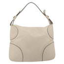 Salvatore Ferragamo Gancini Shoulder Bag Leather Ivory Silver Auth 196279-3