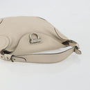 Salvatore Ferragamo Gancini Shoulder Bag Leather Ivory Silver Auth 196279-7