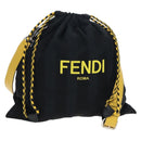 FENDI Pecan Canvas Pak Peking Shoulder Bag Nylon Silver Black Auth 196280M-1