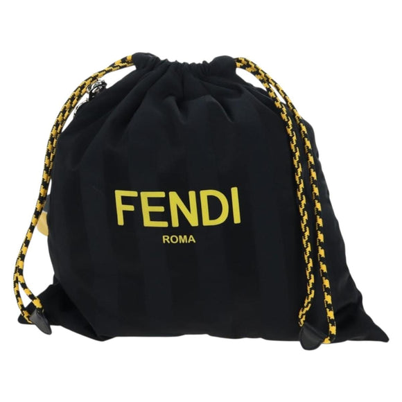 FENDI Pecan Canvas Pak Peking Shoulder Bag Nylon Silver Black Auth 196280M
