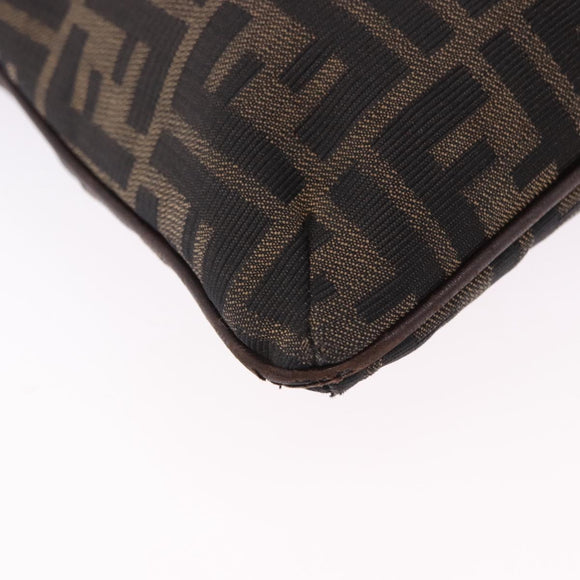 FENDI Zucca Canvas Shoulder Bag Brown Black Auth 196283