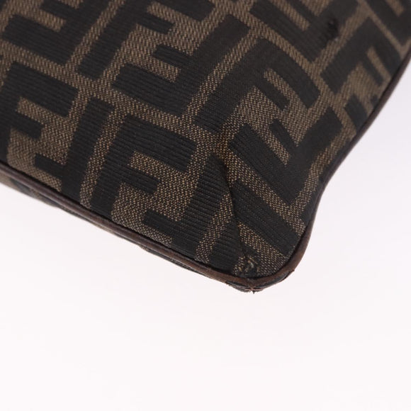 FENDI Zucca Canvas Shoulder Bag Brown Black Auth 196283