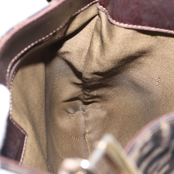 FENDI Zucca Canvas Shoulder Bag Brown Black Auth 196283