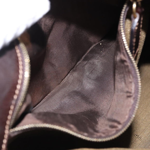 FENDI Zucca Canvas Shoulder Bag Brown Black Auth 196283