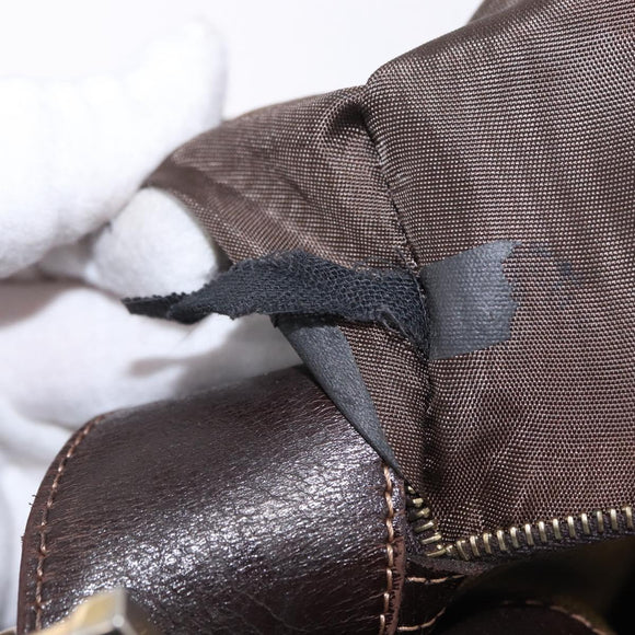 FENDI Zucca Canvas Shoulder Bag Brown Black Auth 196283