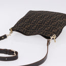 FENDI Zucca Canvas Shoulder Bag Brown Black Auth 196283-6