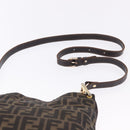 FENDI Zucca Canvas Shoulder Bag Brown Black Auth 196283-9