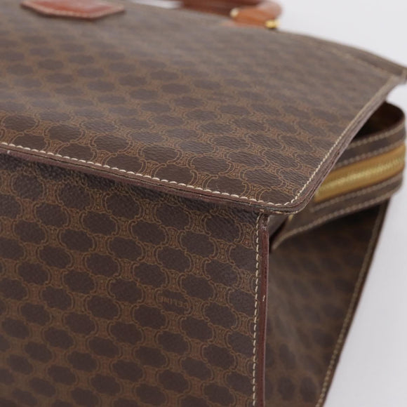 CELINE Macadam Canvas Hand Bag PVC Leather Brown Gold Auth 196285