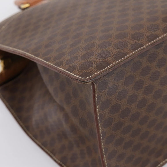CELINE Macadam Canvas Hand Bag PVC Leather Brown Gold Auth 196285