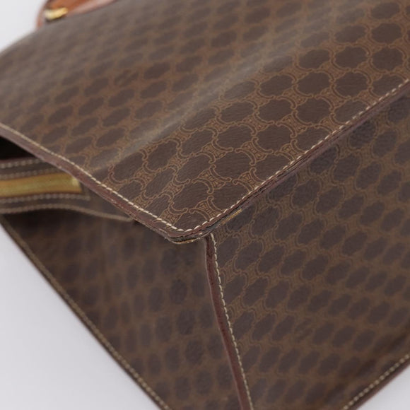 CELINE Macadam Canvas Hand Bag PVC Leather Brown Gold Auth 196285