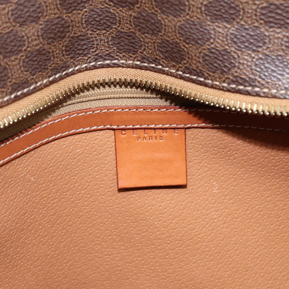 CELINE Macadam Canvas Hand Bag PVC Leather Brown Gold Auth 196285