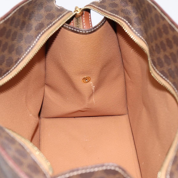 CELINE Macadam Canvas Hand Bag PVC Leather Brown Gold Auth 196285