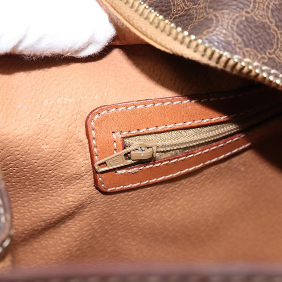 CELINE Macadam Canvas Hand Bag PVC Leather Brown Gold Auth 196285