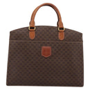CELINE Macadam Canvas Hand Bag PVC Leather Brown Gold Auth 196285-2