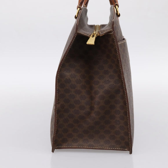 CELINE Macadam Canvas Hand Bag PVC Leather Brown Gold Auth 196285