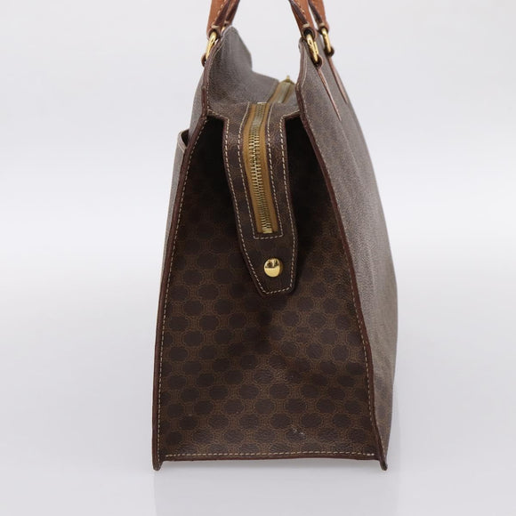 CELINE Macadam Canvas Hand Bag PVC Leather Brown Gold Auth 196285