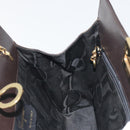 Salvatore Ferragamo Gancini Chain Bag Leather Dark Brown Gold Auth 196287-17