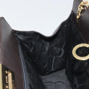 Salvatore Ferragamo Gancini Chain Bag Leather Dark Brown Gold Auth 196287-18