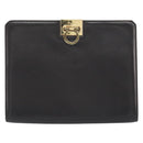 Salvatore Ferragamo Gancini Chain Bag Leather Dark Brown Gold Auth 196287-13