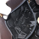 Salvatore Ferragamo Gancini Chain Bag Leather Dark Brown Gold Auth 196287-20