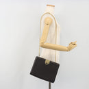 Salvatore Ferragamo Gancini Chain Bag Leather Dark Brown Gold Auth 196287-21
