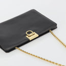 Salvatore Ferragamo Gancini Chain Bag Leather Dark Brown Gold Auth 196287-6