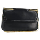 BALLY Chain Shoulder Bag Leather Black Gold Auth 196292-1