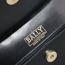 BALLY Chain Shoulder Bag Leather Black Gold Auth 196292-17