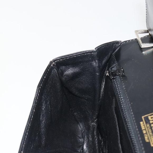 BALLY Chain Shoulder Bag Leather Black Gold Auth 196292
