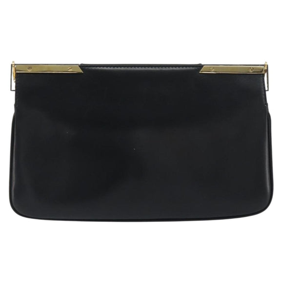 BALLY Chain Shoulder Bag Leather Black Gold Auth 196292