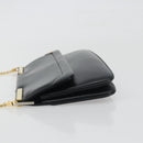 BALLY Chain Shoulder Bag Leather Black Gold Auth 196292-5