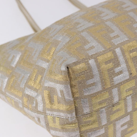 FENDI Zucca Canvas Tote Bag Gold Auth 196293A