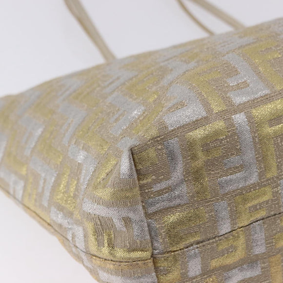 FENDI Zucca Canvas Tote Bag Gold Auth 196293A