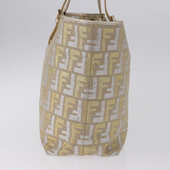 FENDI Zucca Canvas Tote Bag Gold Auth 196293A