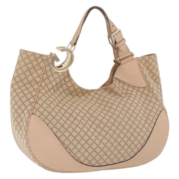 GUCCI GG Canvas Diamante Charlotte Shoulder Bag Beige Gold 203504 Auth 196294