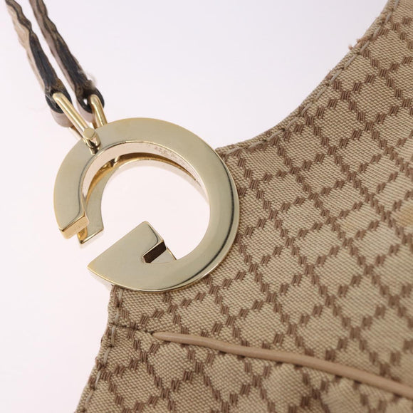 GUCCI GG Canvas Diamante Charlotte Shoulder Bag Beige Gold 203504 Auth 196294