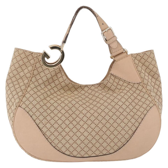 GUCCI GG Canvas Diamante Charlotte Shoulder Bag Beige Gold 203504 Auth 196294