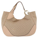 GUCCI GG Canvas Diamante Charlotte Shoulder Bag Beige Gold 203504 Auth 196294-3